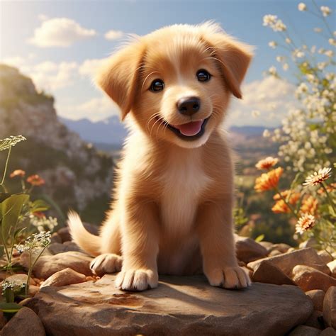 Cute dog with nature background | AI-generated image