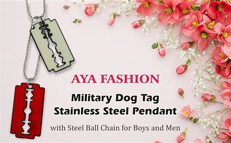 AyA Fashion Military Dog Tag Pendant with Steel Ball Chain for Boys and ...