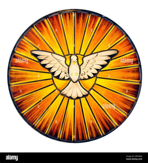 Stained glass depicting the symbol of the Holy Spirit Stock Photo ...