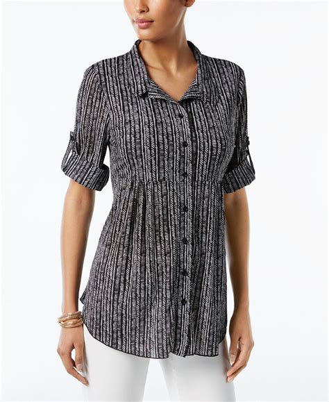 Style & Co Petite Printed Empire Tunic Shirt, Created for Macy's - Macy ...