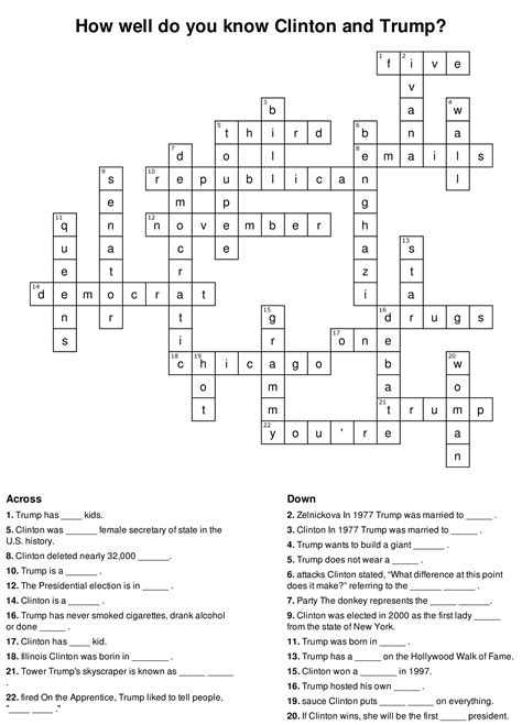 CROSSWORD ANSWERS: How well do you know Clinton and Trump? – UHCL The ...