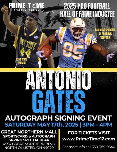 Meet 2025 Pro Football HOF Inductee Antonio Gates Autograph Signing ...