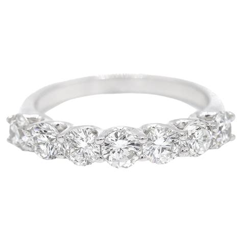 14K White Gold 7 Across Diamond Ladies Anniversary Ring For Sale at 1stDibs
