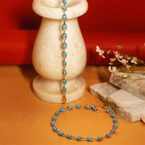 Buy VIRAASI Women Gold Plated Evil Eye Anklets Online