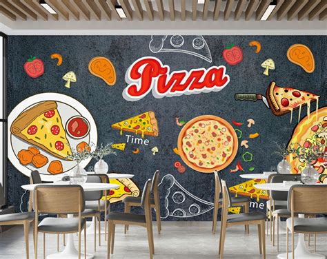 Pizza design Cafe wallpaper, restaurant wallpaper for walls – Home Decoram