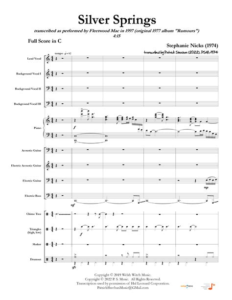 Silver Springs (arr. Patrick Sheehan) by Fleetwood Mac Sheet Music for ...