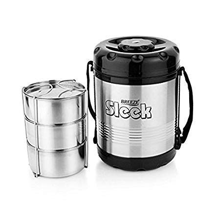 Buy Breeze Style Stainless Steel 3 Container Lunch Box, Silver Online ...