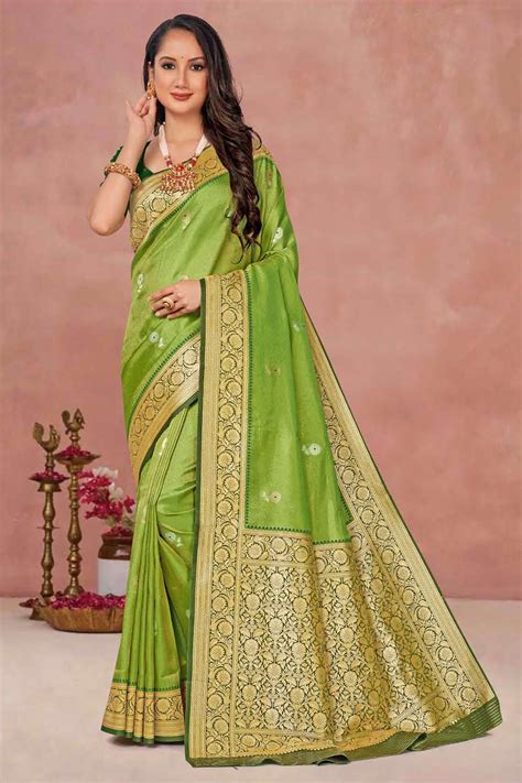 Lime Green Weaving Work Festive Wear Saree – paanericlothing