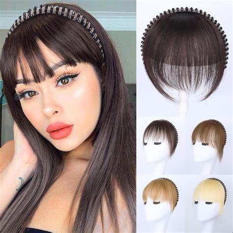 Amazon.com : G&T Hair Clip in Bangs Human Hair Wispy Bangs Fringe with ...
