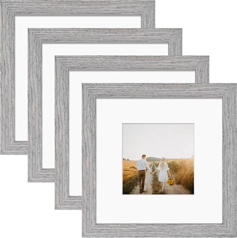Amazon.com: KINLINK 7x7 Picture Frame, Grey Square Solid Wood Frames ...