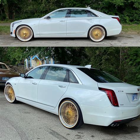 Go for the Gold 🏆 Cadillac CT6 looks unreal on gold wheels and white/gold Vogues! #Cadillac #CT6 ...