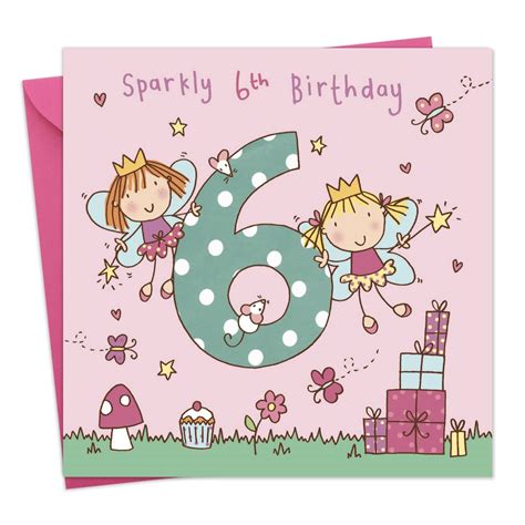 Buy Twizler 6th Birthday Card for Girl with Fairy Princess - Six Year ...