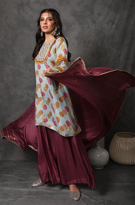 GEET-Arctic Blue Three Piece Suit Set - Ishnya