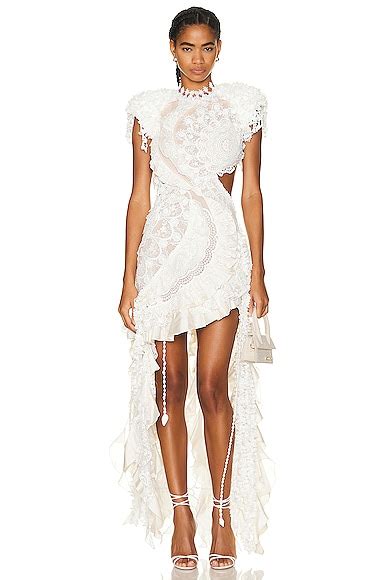 Zimmermann Wonderland Lace Frill Dress in Cream | FWRD