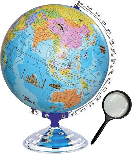 Educational Globe for Students Big Size 8 inch with Monuments with Free ...