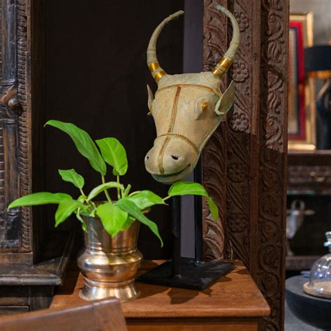 Buy Artefacts | Bull Face Tall Statue | Shop at The Purple Turtles ...