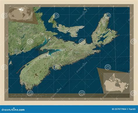Nova Scotia, Canada. High-res Satellite. Major Cities Stock Illustration - Illustration of ...