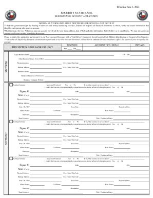 Fillable Online New Account Application - Security Bank Fax Email Print ...