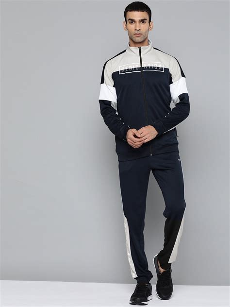 Alcis Men Typography Navy Blue Tracksuits MSWJA219491-XS
