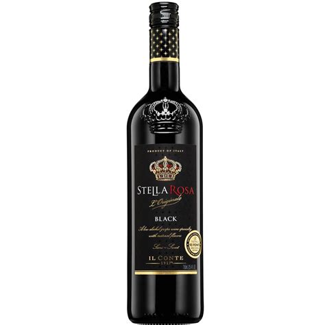 Stella Rosa Black Semi-Sweet Red Wine, 750ml Glass Bottle, Piedmont Italy, Serving Size 6oz ...