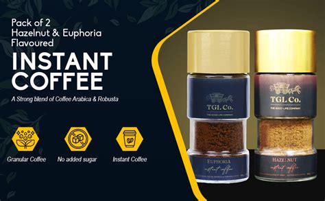 TGL Co. Hazelnut + Euphoria Instant Coffee Retail (100gms) : Amazon.in ...