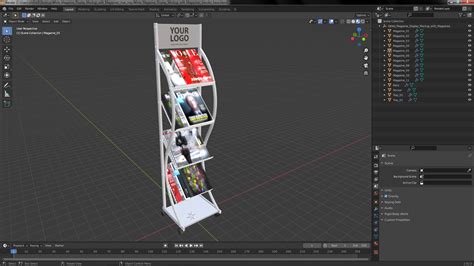 White Magazine Display Mockup with Magazines 3D model | 3D Molier ...
