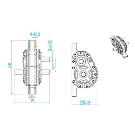 scm-modellbau - Lesu Verteiler Getriebe 2:1 Metall kugelgelagert Tami ...