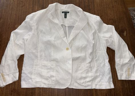 Lauren Ralph Lauren White Linen Women’s Blazer Sport … - Gem