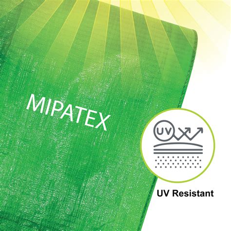 Mipatex hdpe 200 gsm tarpaulin, 42ft x 42ft with rope 30m (green/white
