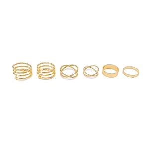 Buy GOHO Gold Metal Set Of 5 Mid Finger Rings For Girls at Amazon.in