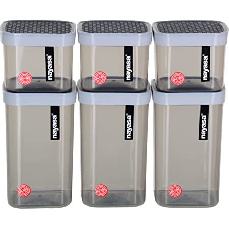 Nayasa Plastic Fusion Containers 1000ml, Set of 6, Grey : Amazon.in ...