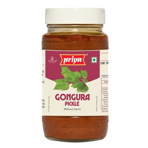 Priya Gongura Pickle without Garlic, 500g - Authentic Telugu Style ...