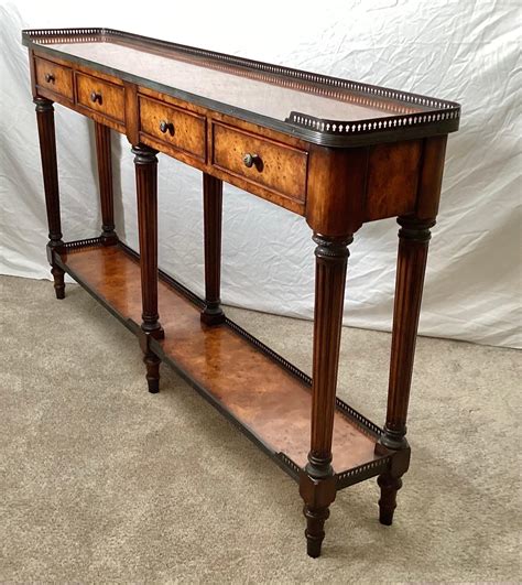 A Burled Walnut Gallery Edge Console Table by Theodore Alexander. at 1stDibs