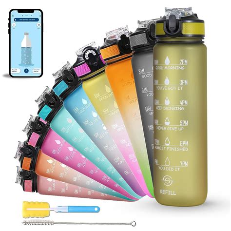 SOLARA 1L Sipper Water Bottle with Motivational Time Marker, Sipper ...