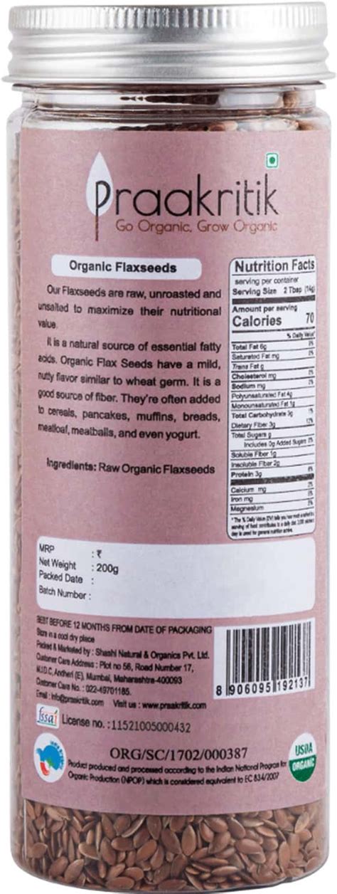 Buy PRAAKRITIK ORGANIC RAW FLAXSEEDS 200 G Online & Get Upto 60% OFF at ...