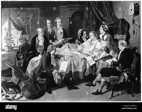 The Deathbed of Mozart 1791' (late 19th century). Wolfgang Amadeus ...