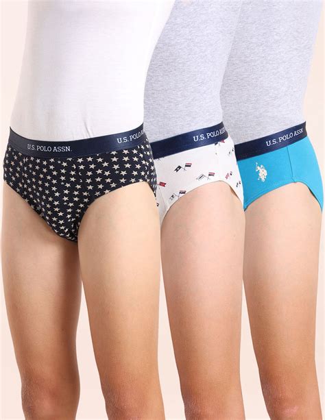 Buy Boys Mid Rise Cotton Spandex Briefs - Pack Of 3 Assorted|U.S. Polo ...