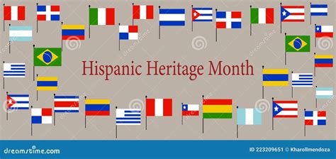 National Hispanic Heritage Month and Flags of America Stock Vector ...
