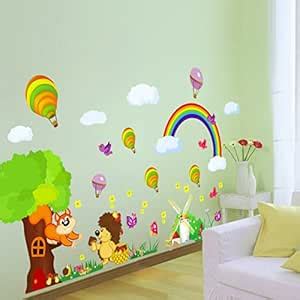 Buy Decals Design 'Catroon Jungle Animals Playing Under Rainbow and ...