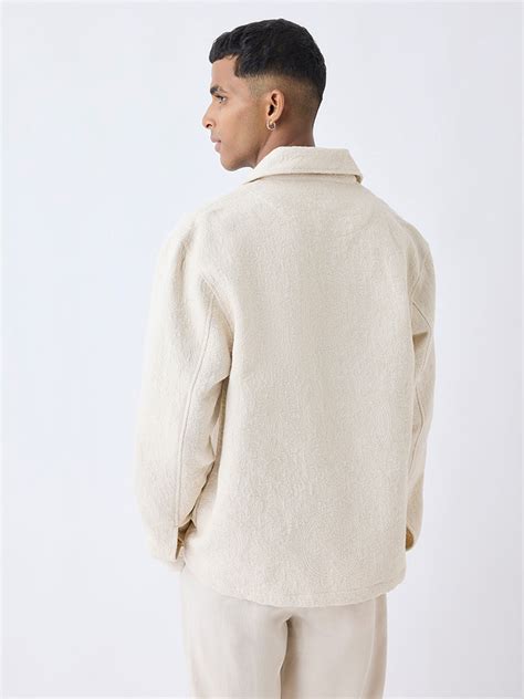 Buy ETA Cream Jacquard Relaxed-Fit Cotton Shirt from Westside