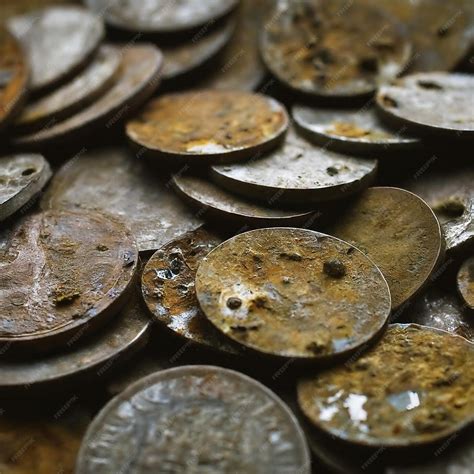 Premium Photo | A pile of tarnished and partially corroded coins