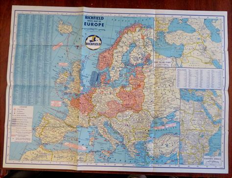 World War II European News Map Military Aircraft 1940 Richfield Oil Gas promo: (1940) Map ...