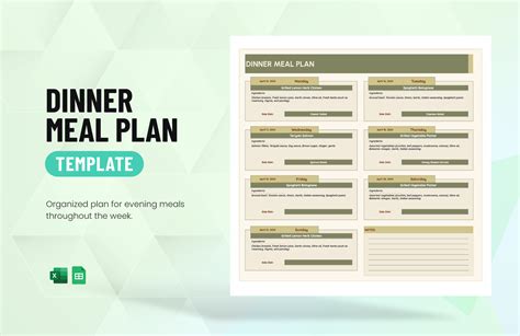 Free Editable Meal Plan Templates in Excel to Download