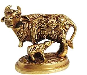Buy SUPRAS Spiritual Vastu Hand Made Brass Golden Kamdhenu Cow with ...
