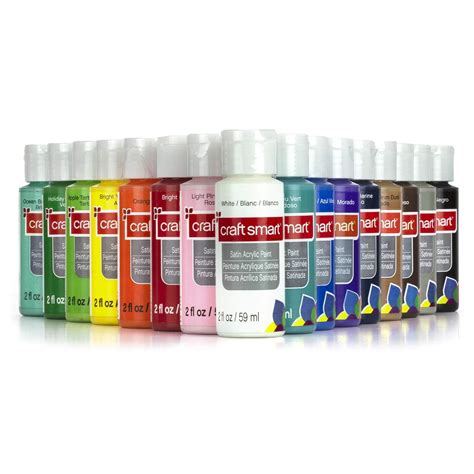 Acrylic Paint Value Pack by Craft Smart, 16 Pieces (Satin/Saten ...