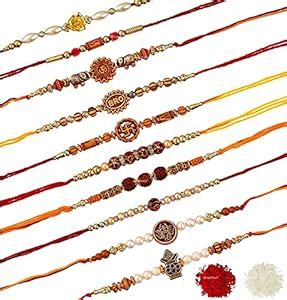 Buy Navkar Crafts Pack of 10 Dora Rakhi Set for Men with Roli Chawal ...