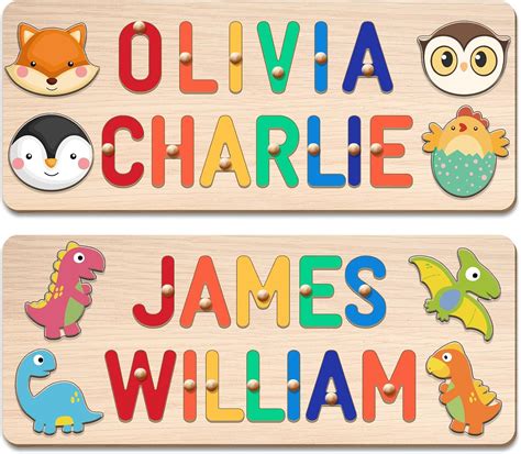 Amazon.com: Baosity Personalized Name Puzzles for Toddlers 1-3, Custom Name Puzzle for Kids ...