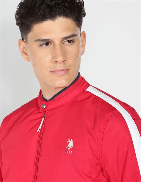 Men Red Contrast Stripe Polyester Jacket – U.S. Polo Assn. India