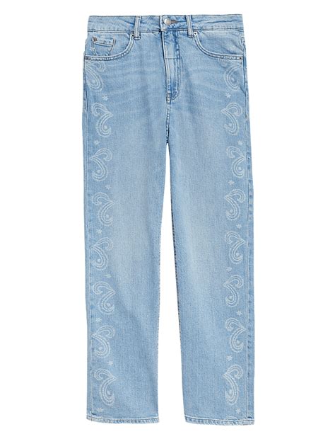 Buy Printed Straight Leg Ankle Grazer Jeans at Marks & Spencer