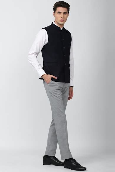 Buy Men Navy Solid Party Nehru Jacket Online - 789946 | Van Heusen